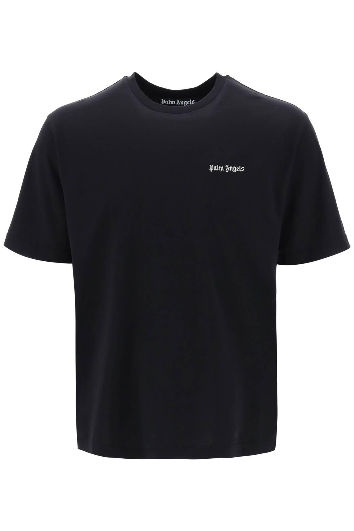 Palm Angels Jersey T Shirt With Logo Embroidery in Black for Men