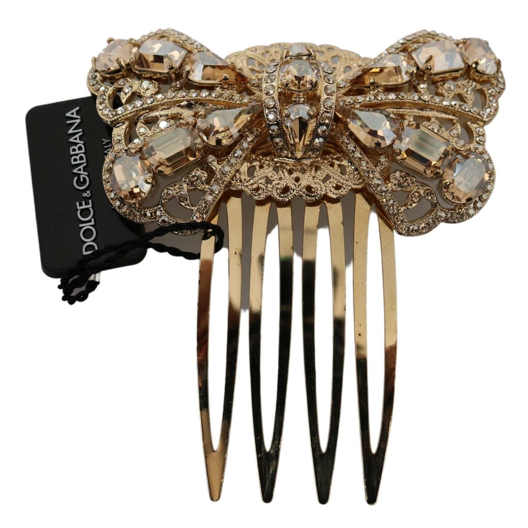 Dolce & Gabbana Gold Brass Clear Crystal Hair Stick Accessory Comb in Black  | Lyst