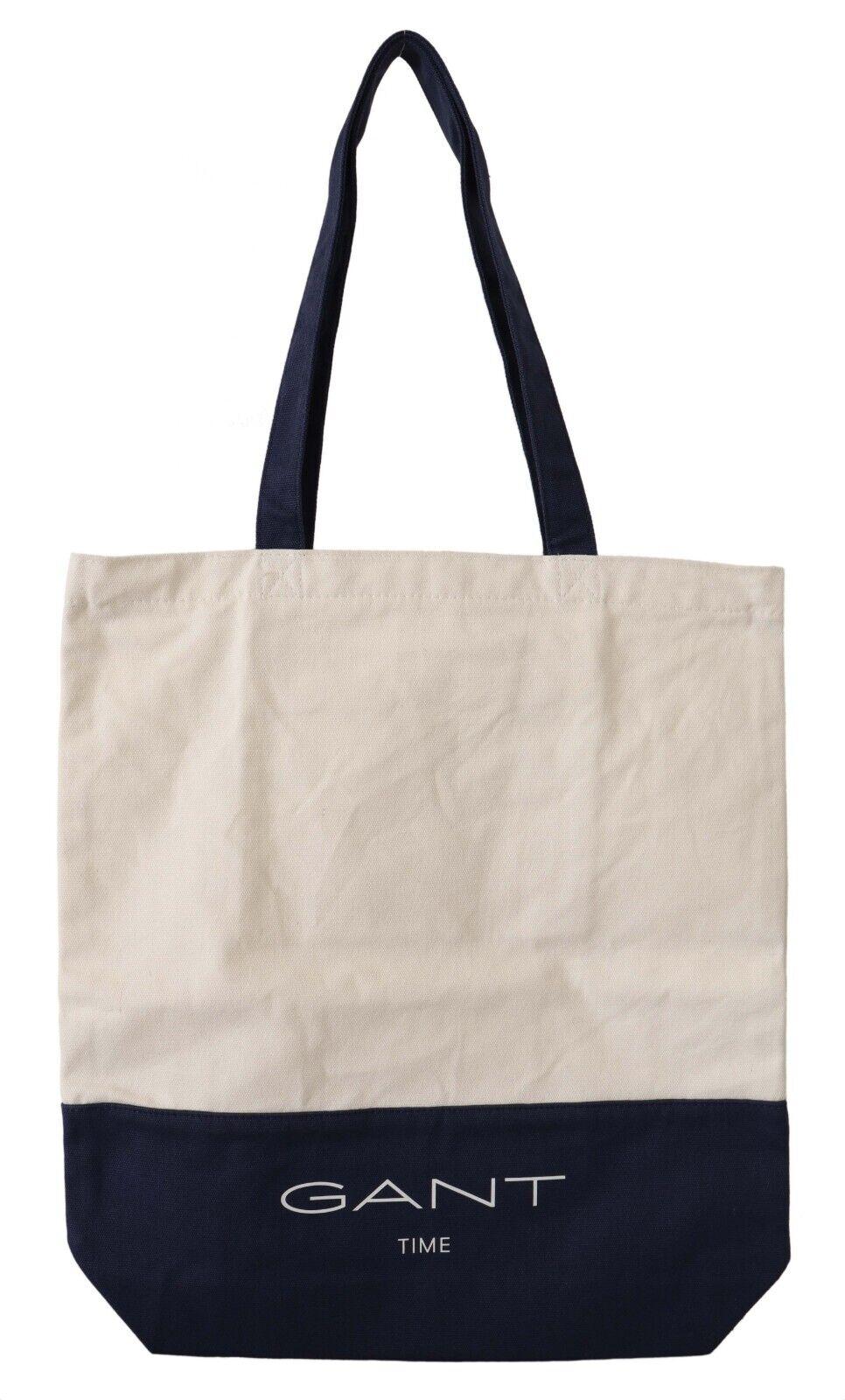 GANT Blue Canvas Logo Shoulder Shopping Tote Bag in Natural | Lyst