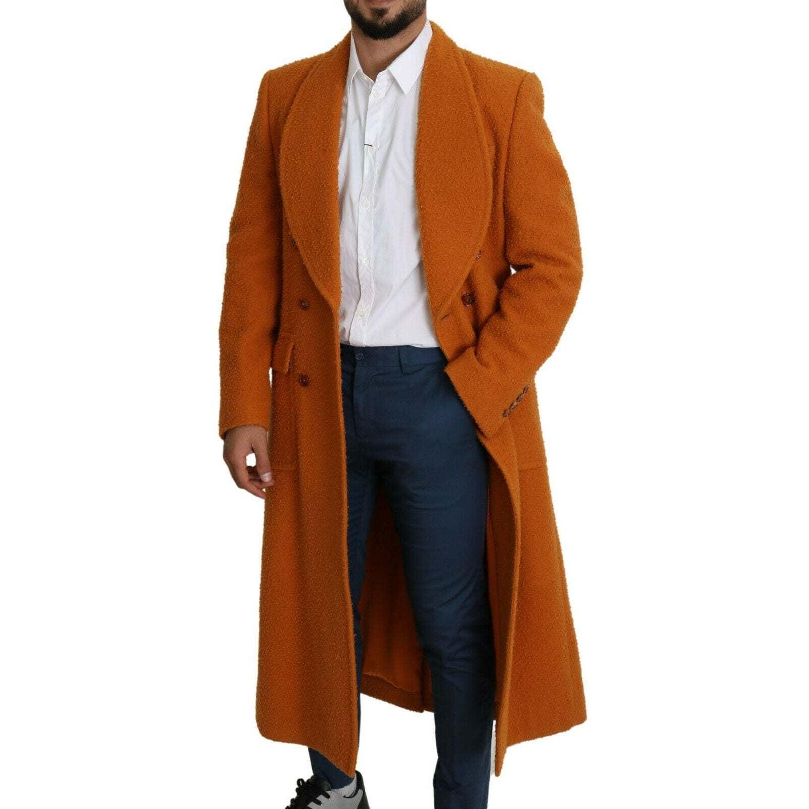 Dolce & Gabbana Orange Wool Double Breasted Trench Coat Jacket in Brown for  Men | Lyst