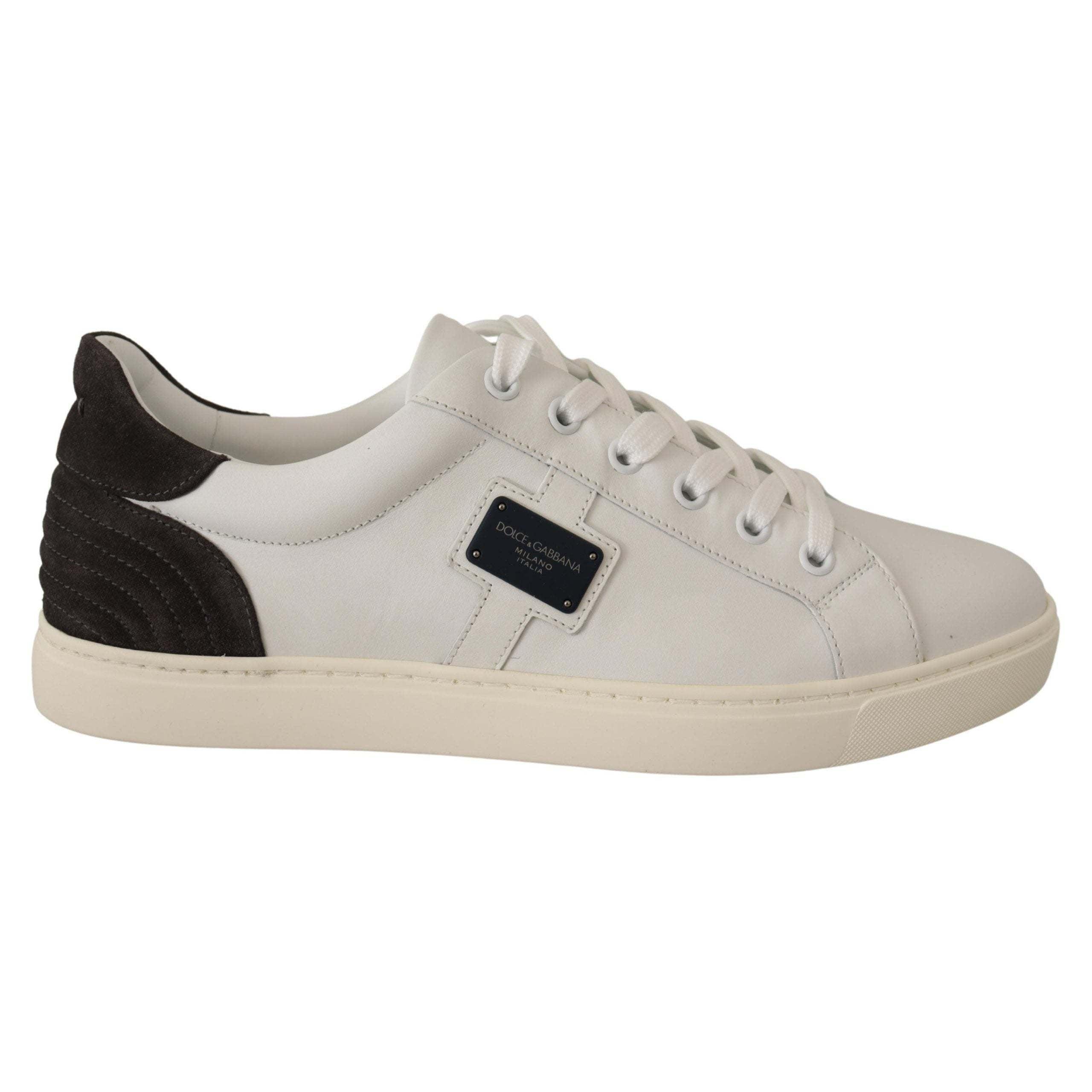 Dolce \u0026 Gabbana White Suede Leather Low 