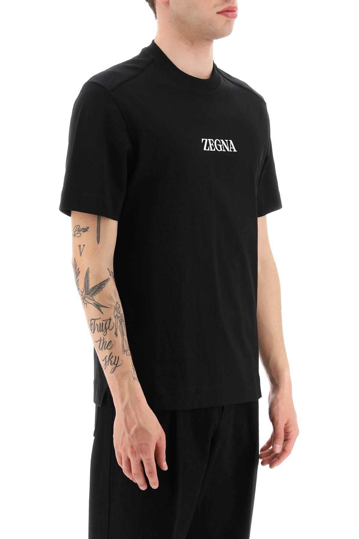 Zegna Logo T-shirt In Pure Cotton in Black for Men | Lyst