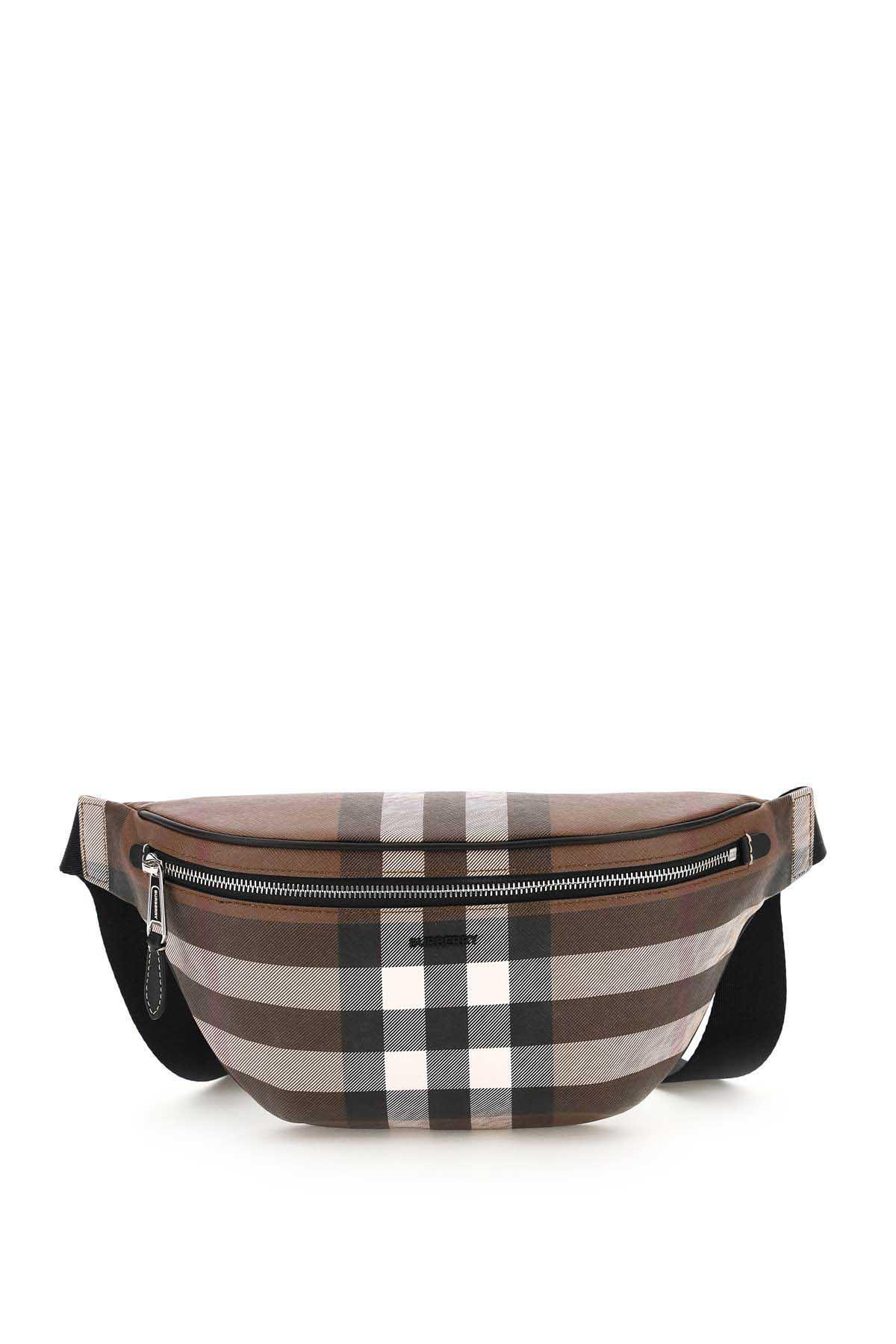 Burberry Check Coated Canvas Belt Bag in Gray for Men | Lyst