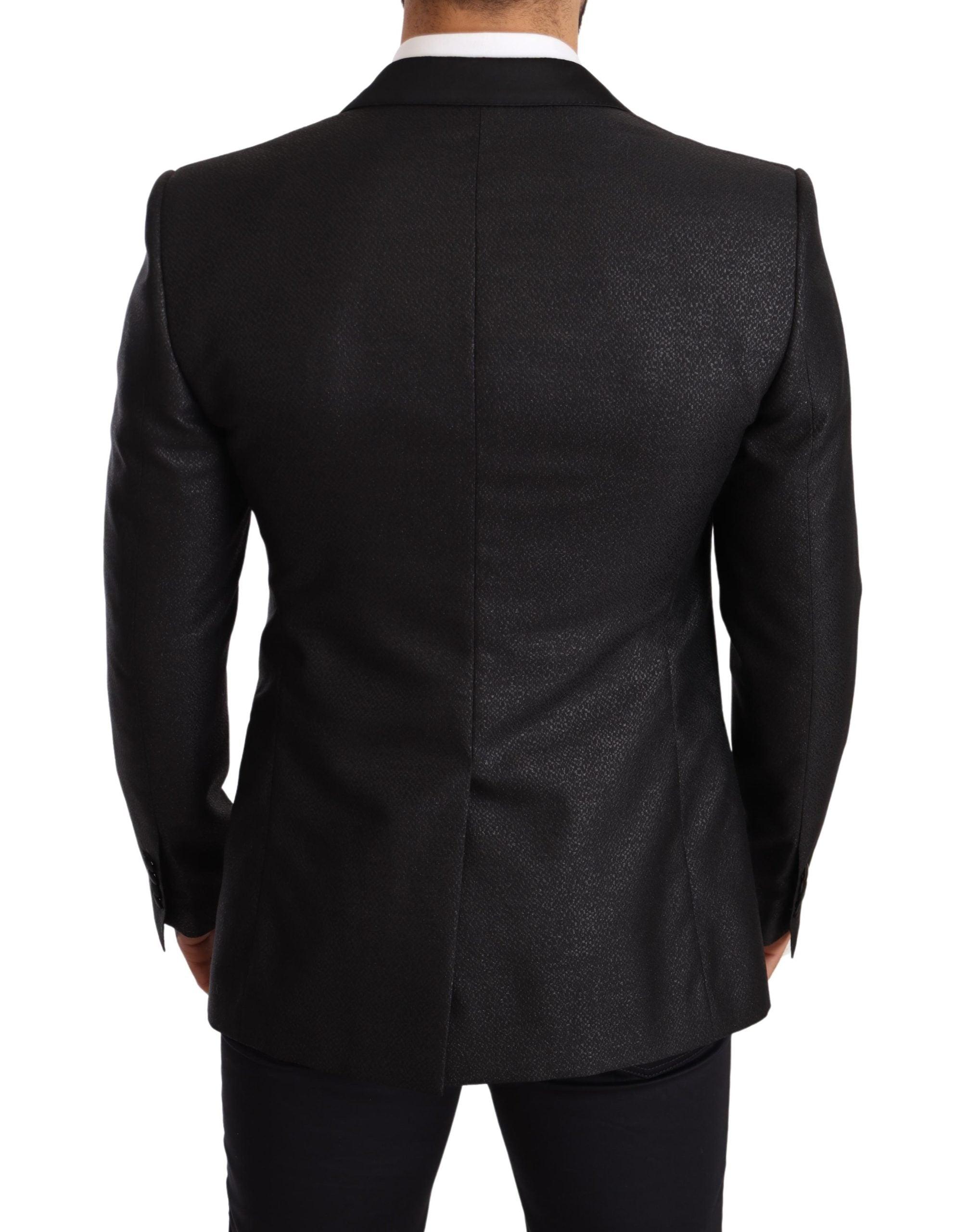 Dolce & Gabbana Black Metallic Slim Jacket Tuxedo Blazer for Men 