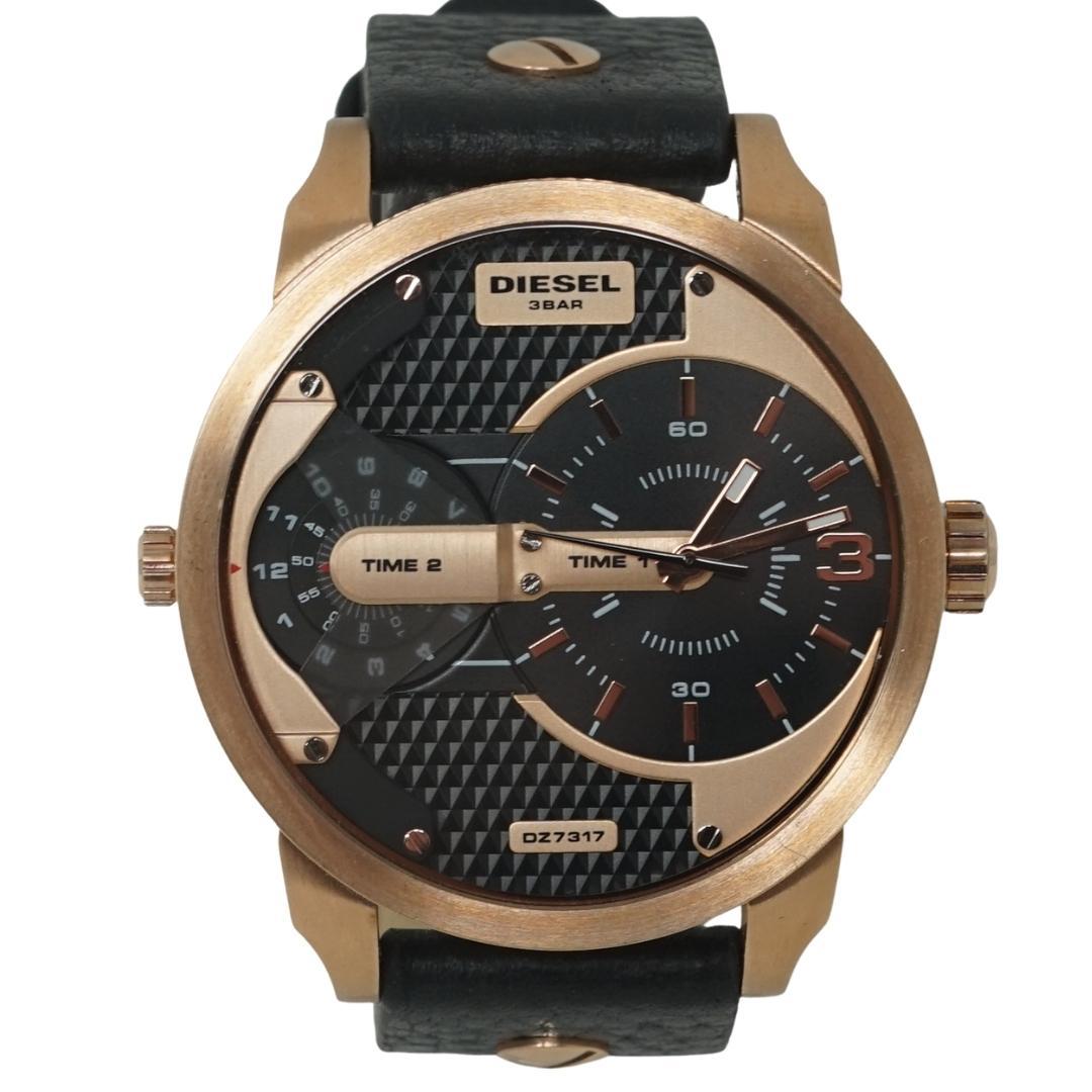 DIESEL Mens Mini Daddy Three Hand Rose Gold Leather Watch in Black for Men  | Lyst