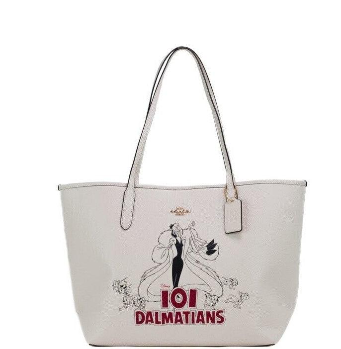 COACH Disney Cruella 101 Dalmations Motif Pebble Leather City Tote