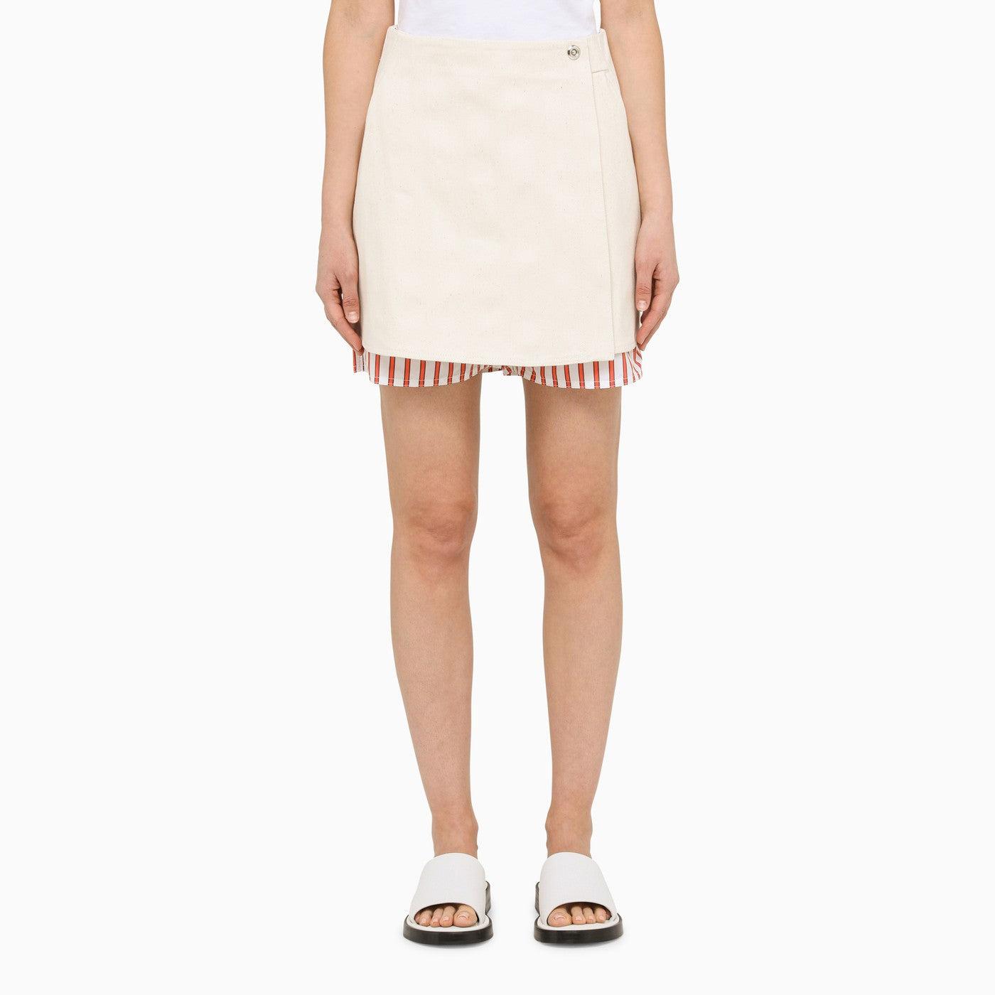 Sunnei Ivory Layered Cotton Skirt in White Lyst
