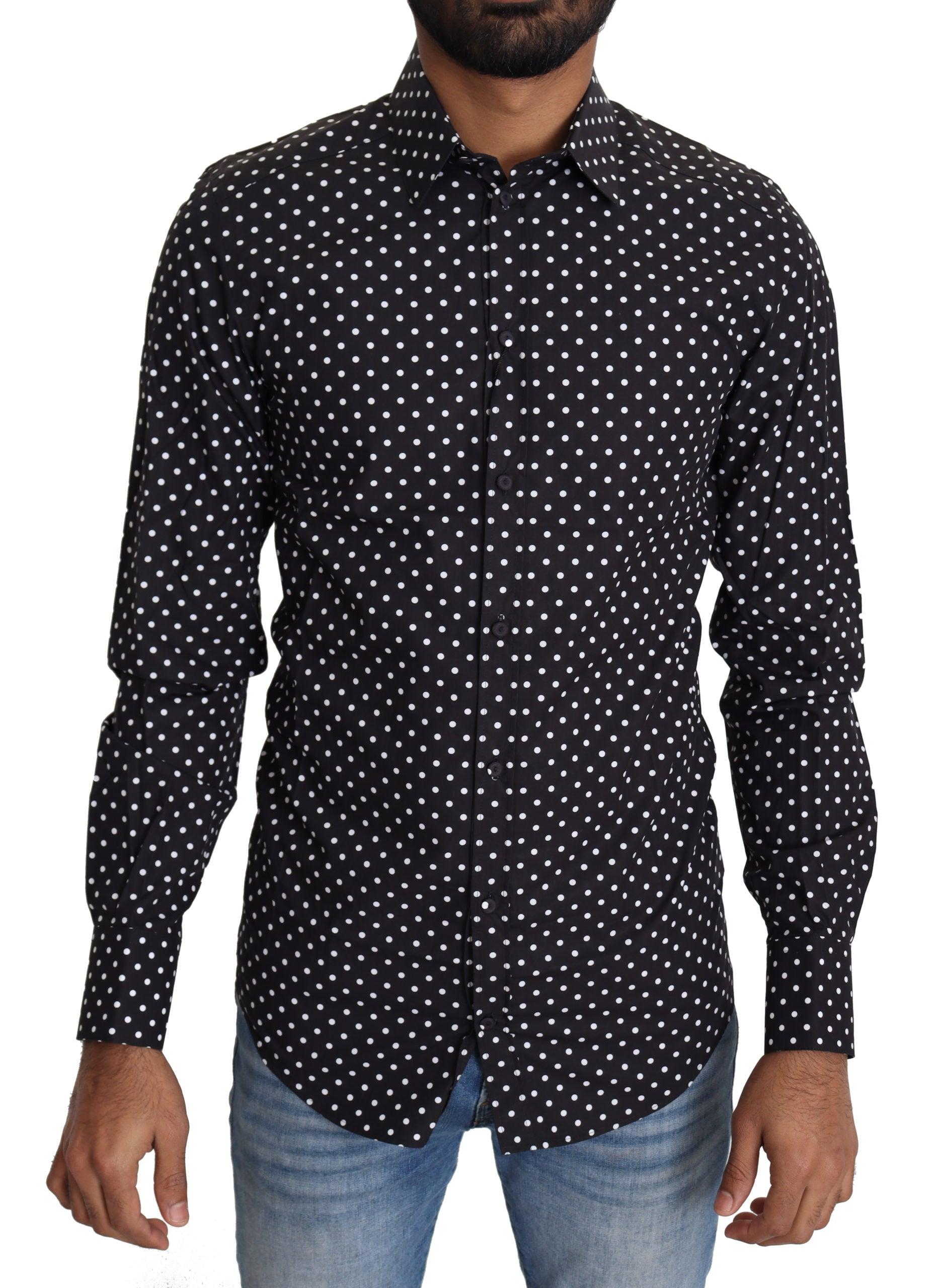 Dolce & Gabbana White Polka Dots Casual Shirt in Blue for Men | Lyst