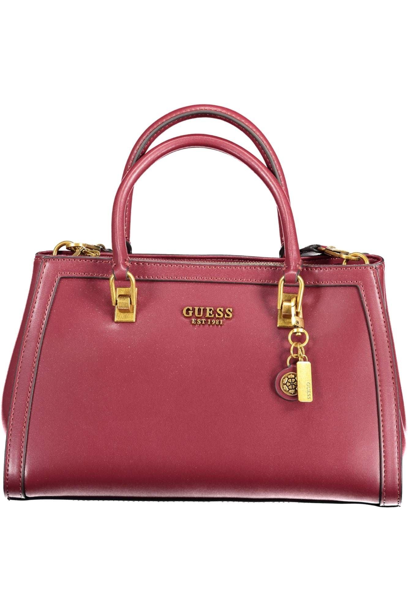 Guess Purple Leather Handbag in Red
