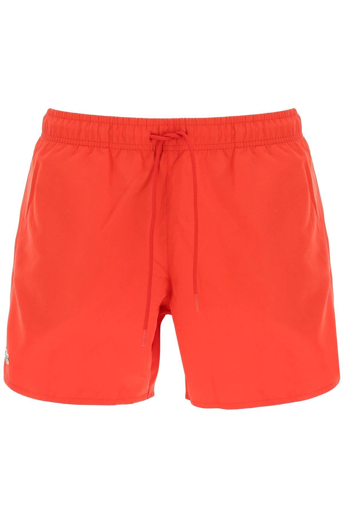 favor Forretningsmand Michelangelo Lacoste Logo Patch Swim Shorts in Red for Men | Lyst