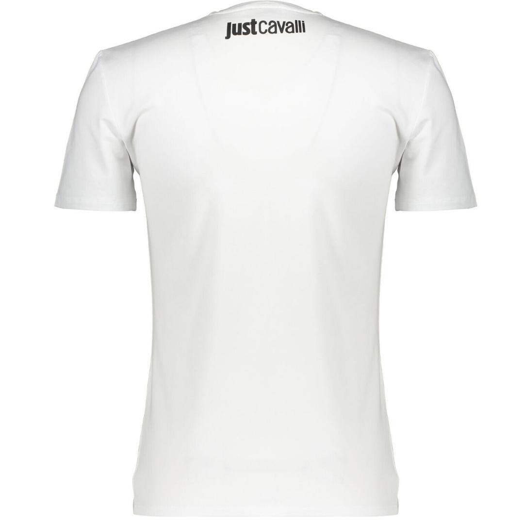 Just Cavalli Snake Wrapped Logo White T-shirt for Men | Lyst