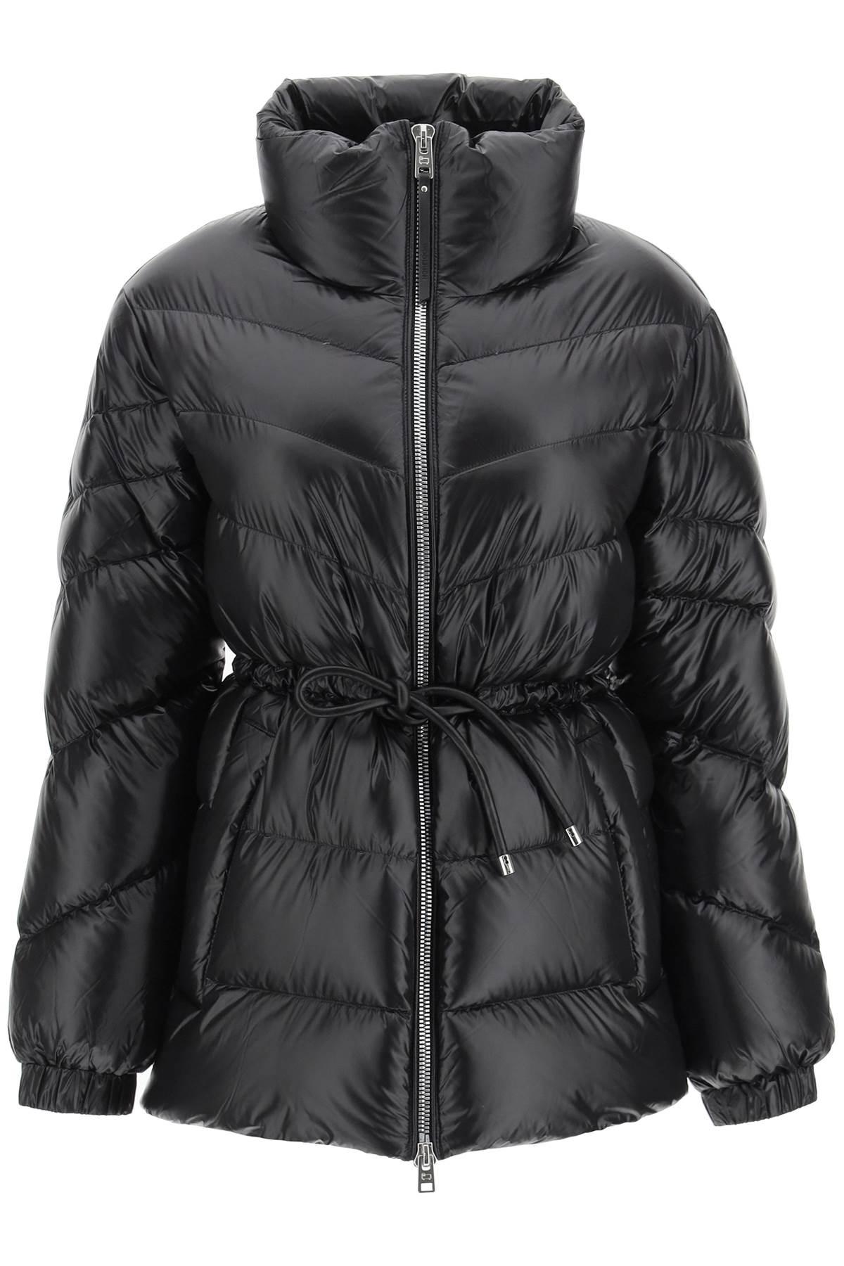 Woolrich 'aliquippa' Puffer Jacket With Drawstring Waist in Black Lyst