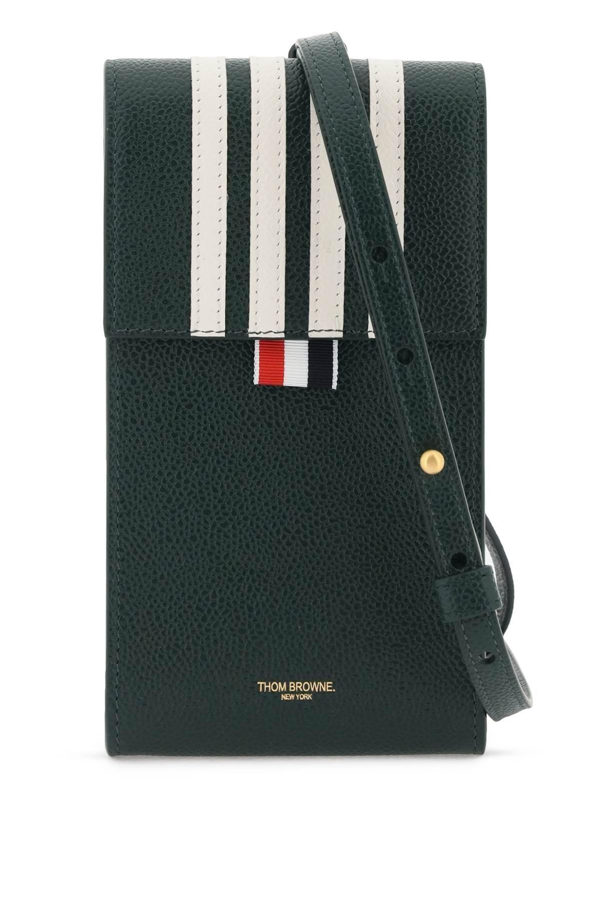Thom Browne Leather Crossbody Phone Holder in Green for Men | Lyst