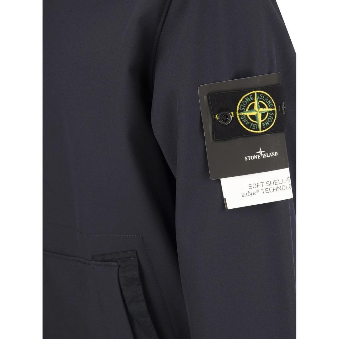 Stone Island Soft Shell-r Navy Blue Hooded Jacket for Men | Lyst