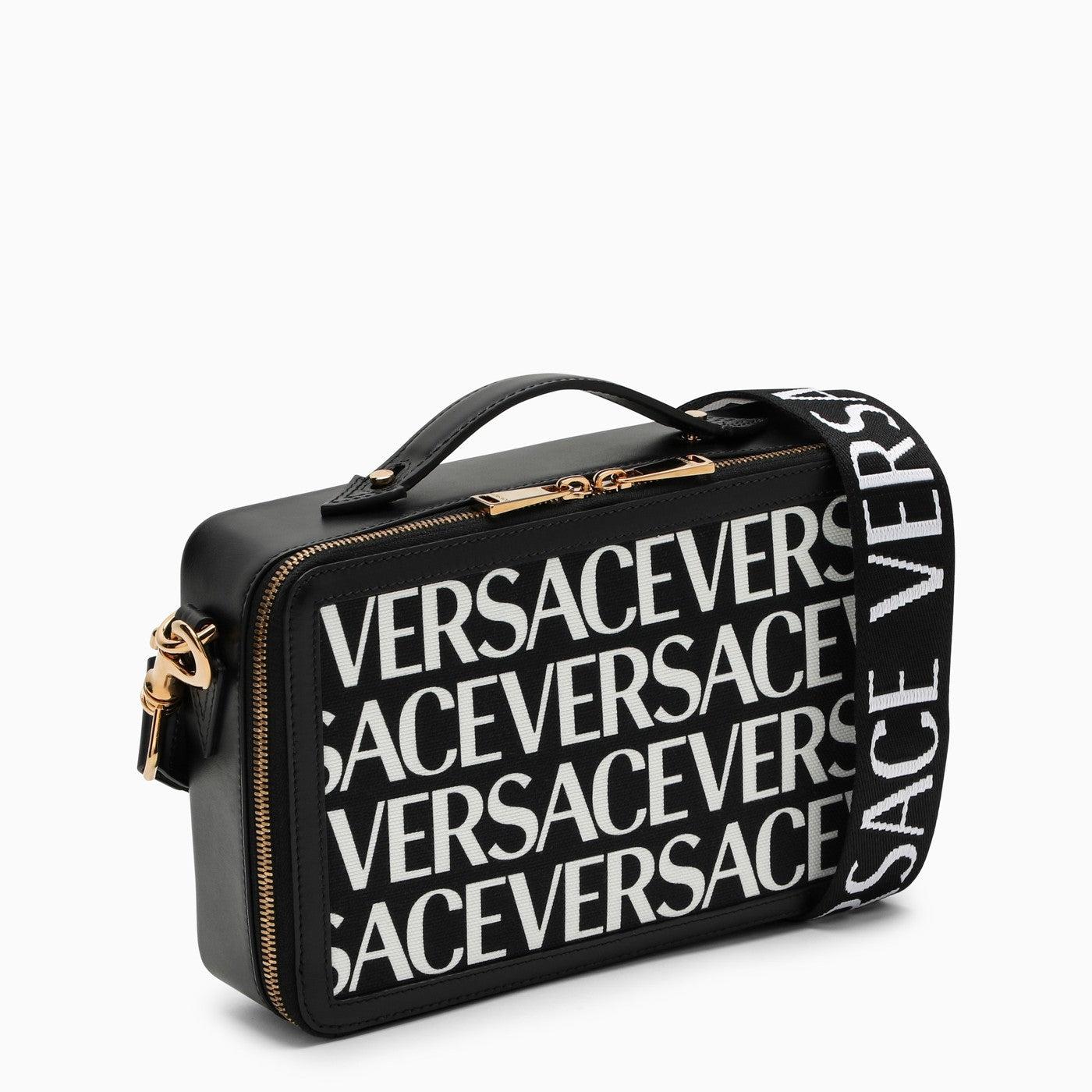 Versace - Logo-Detailed Full-Grain Leather Messenger Bag - Men - Black  Versace