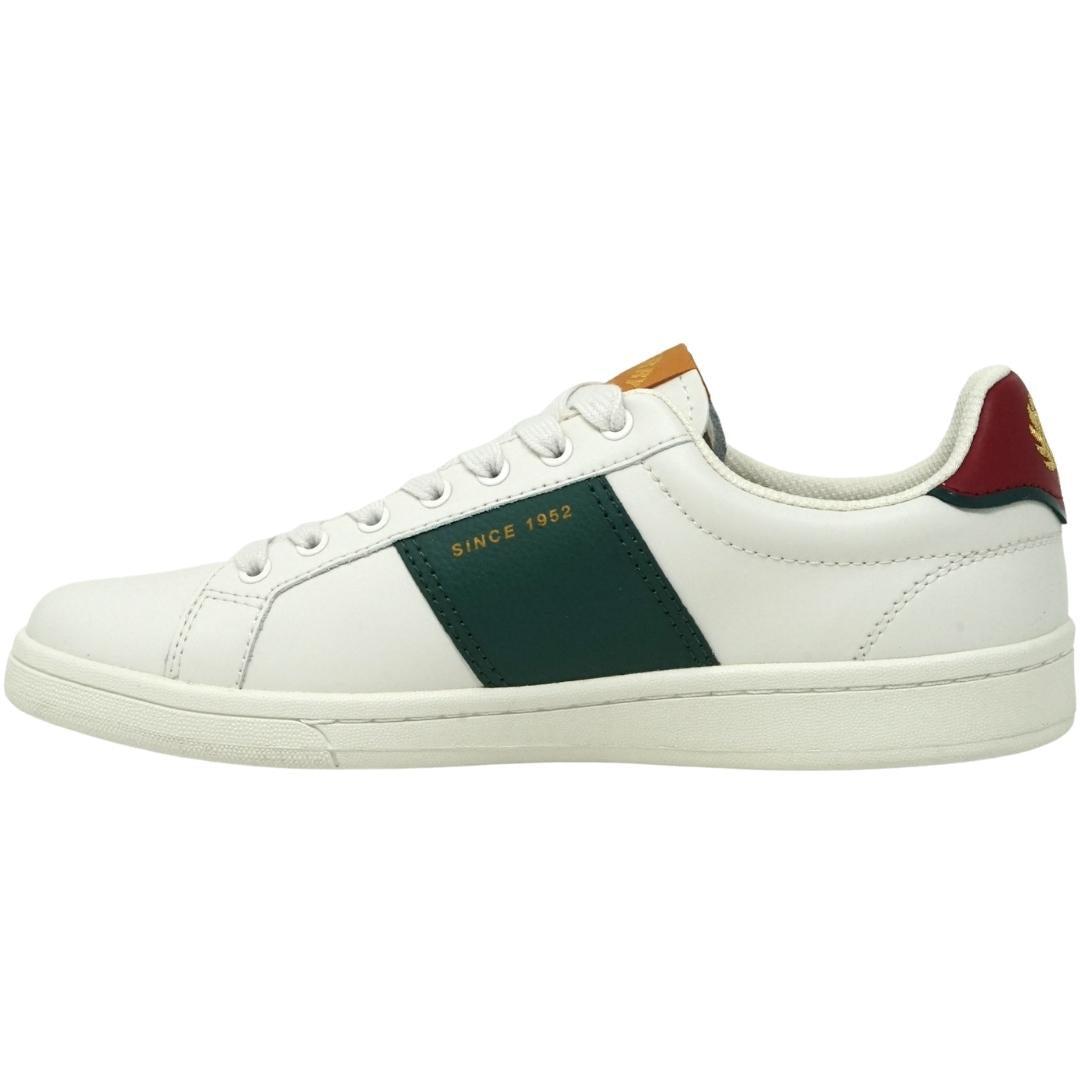 Fred Perry B1257 254 White Leather Trainers in Green for Men | Lyst