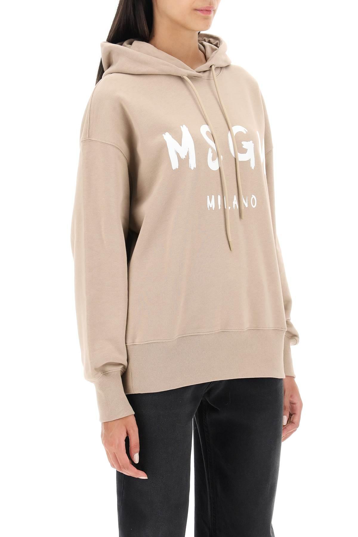 MSGM Brushed Logo Hoodie in Natural | Lyst