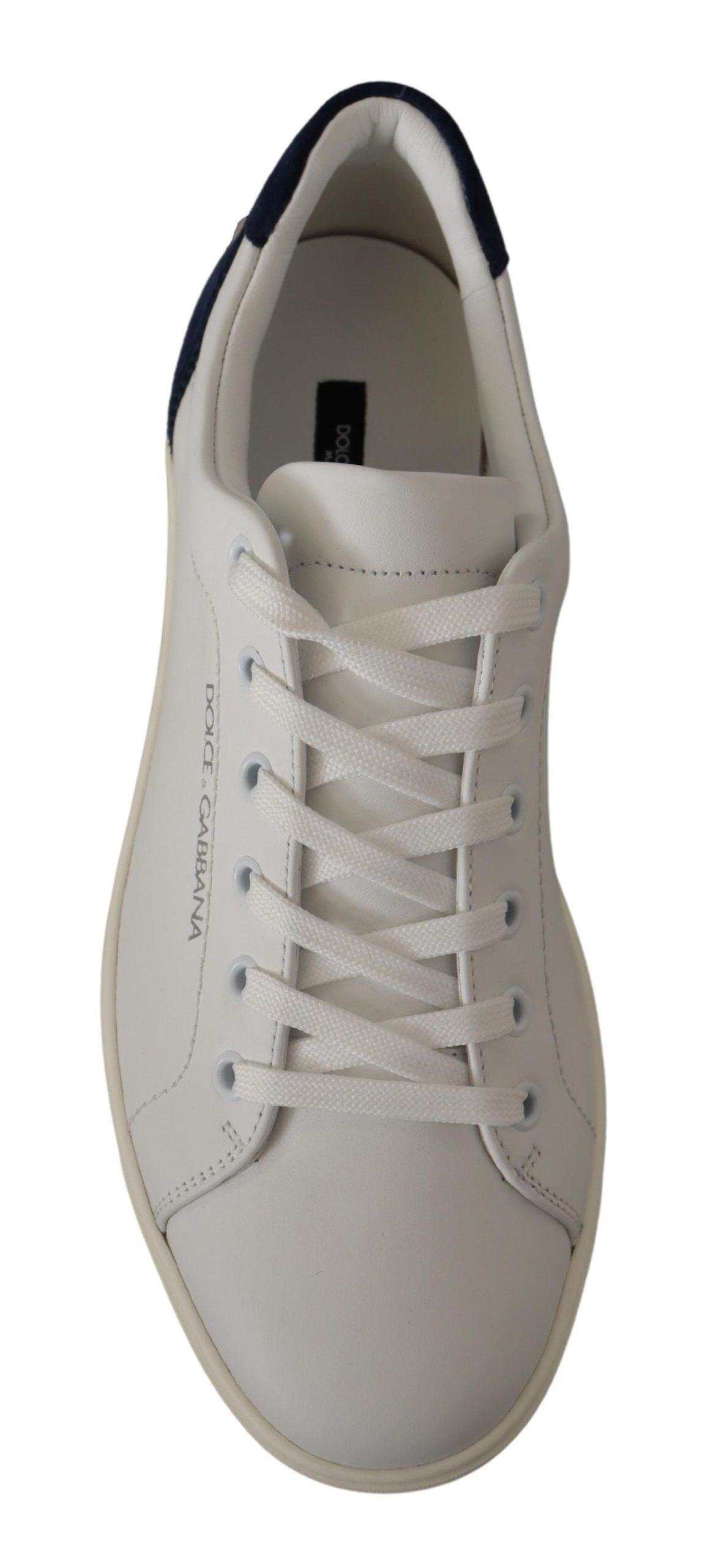 Dolce & Gabbana White Blue Leather Low Top Sneakers in Black for