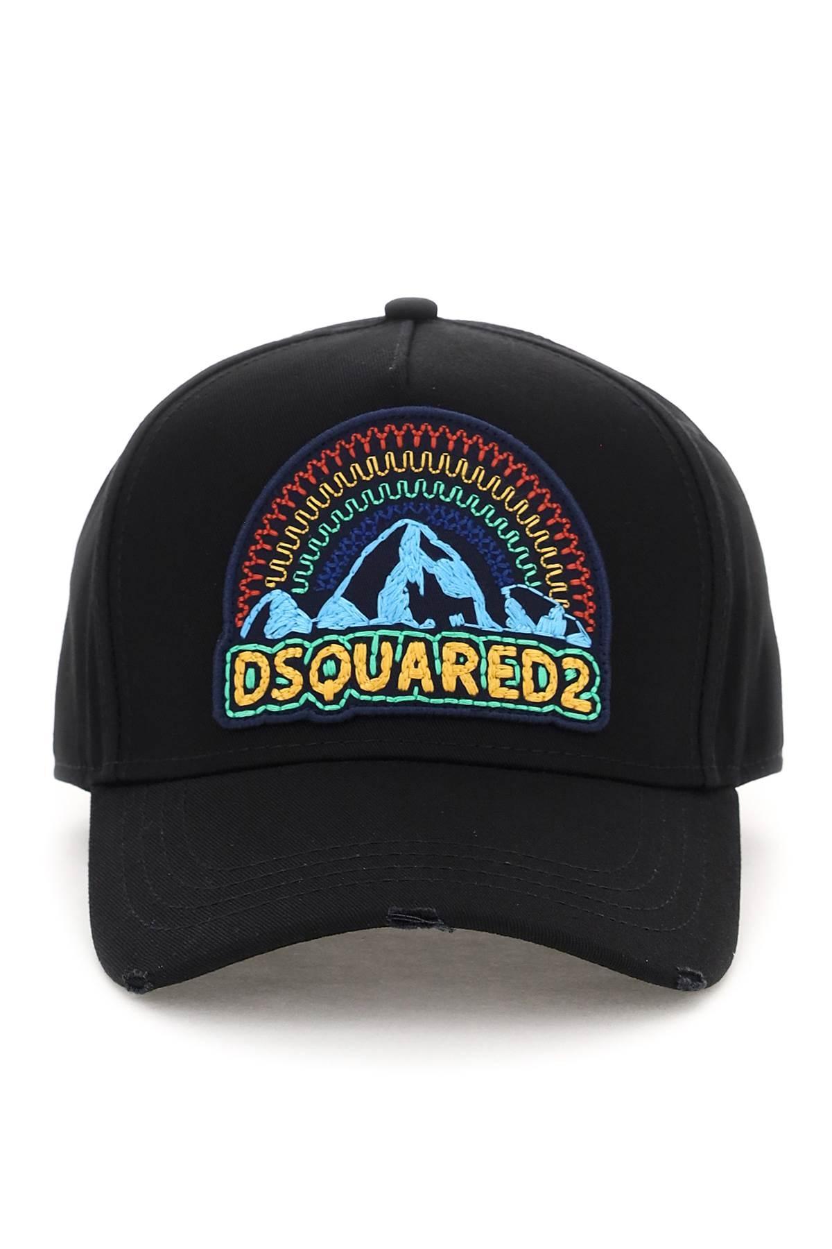 DSquared² Baseball Cap With Embroidered Logo Patch in Black for Men | Lyst