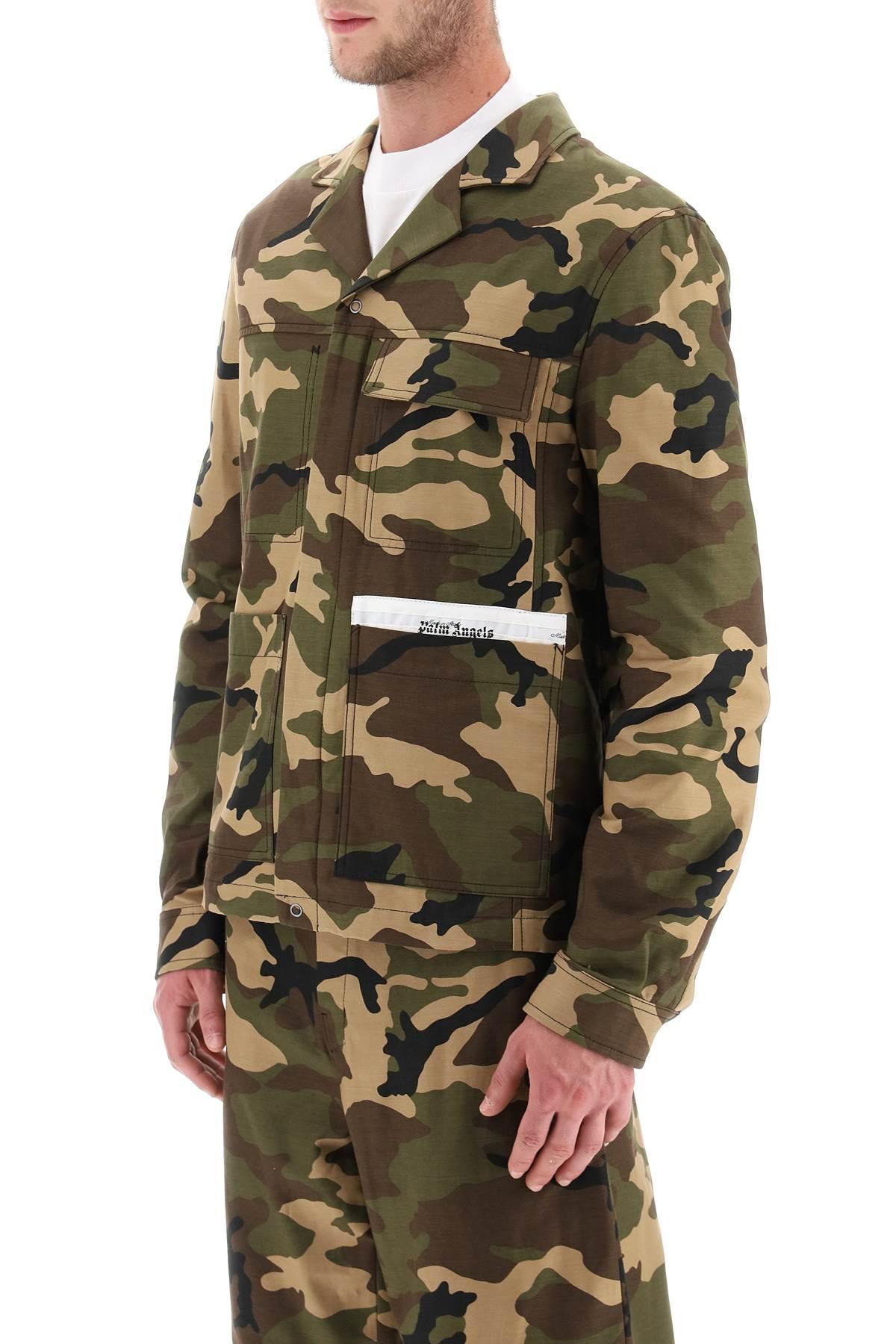 Palm Angels Camouflage Cotton Work Jacket in Green for Men | Lyst