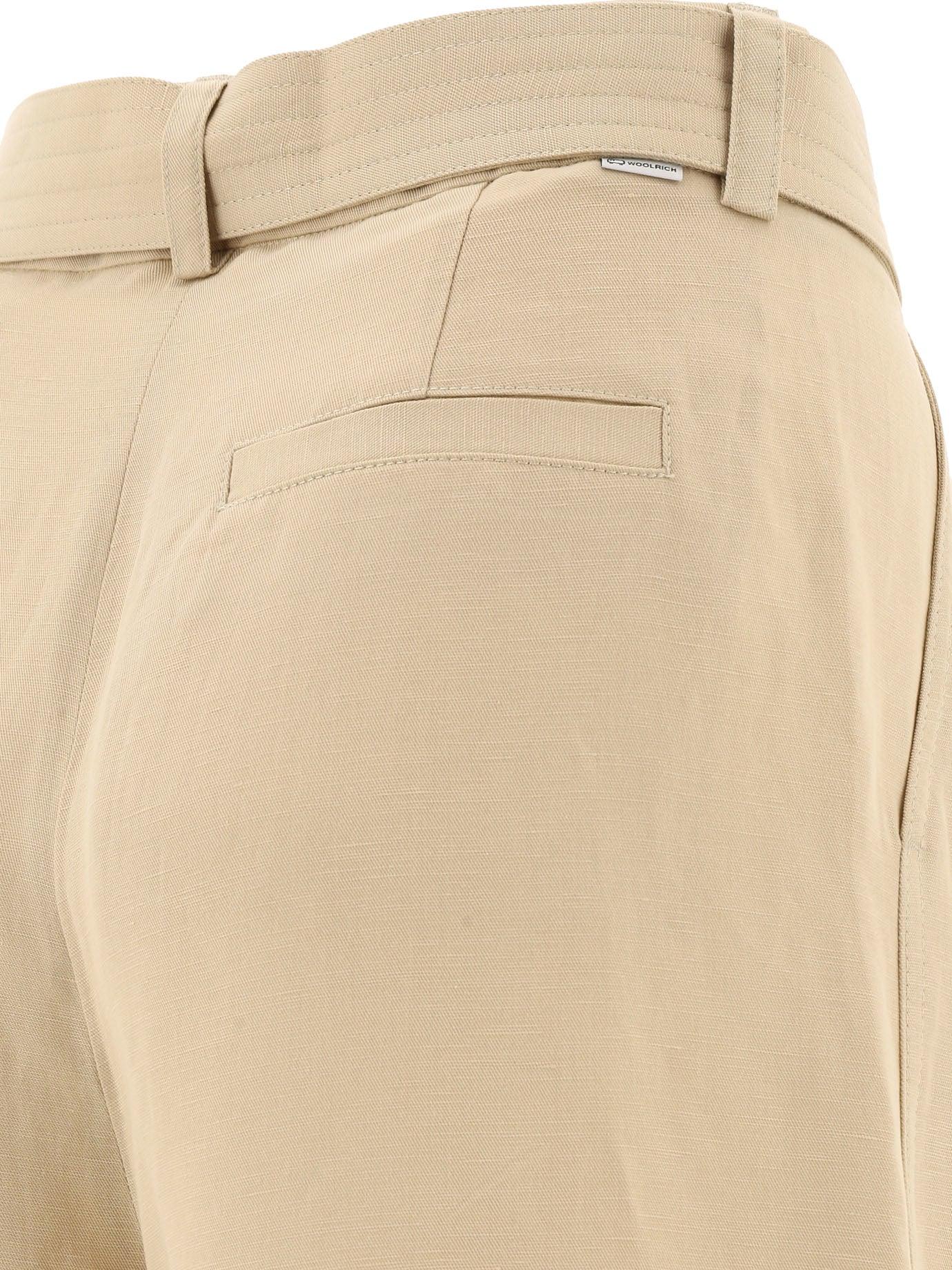 Woolrich Linen Blend Trousers in Natural | Lyst