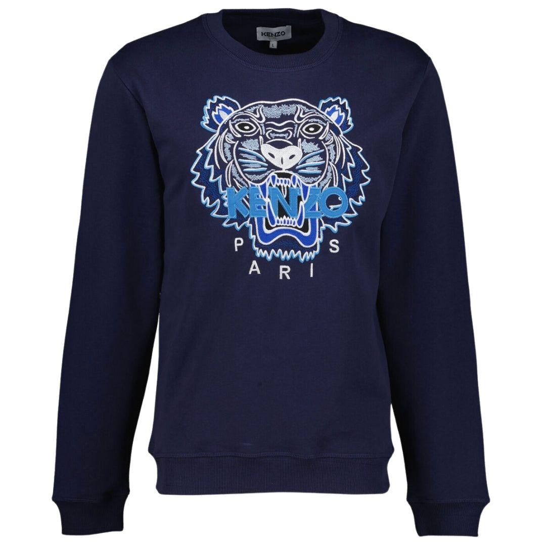 KENZO Tiger Embroidered Varsity Icon Black Jumper in Blue for Men