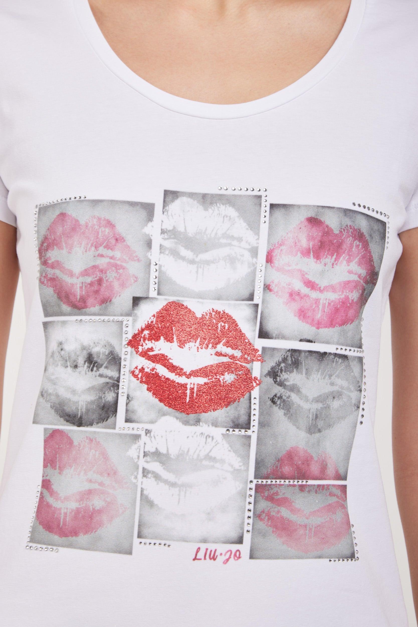 Liu Jo T-shirt Kisses Bianca - Lyst