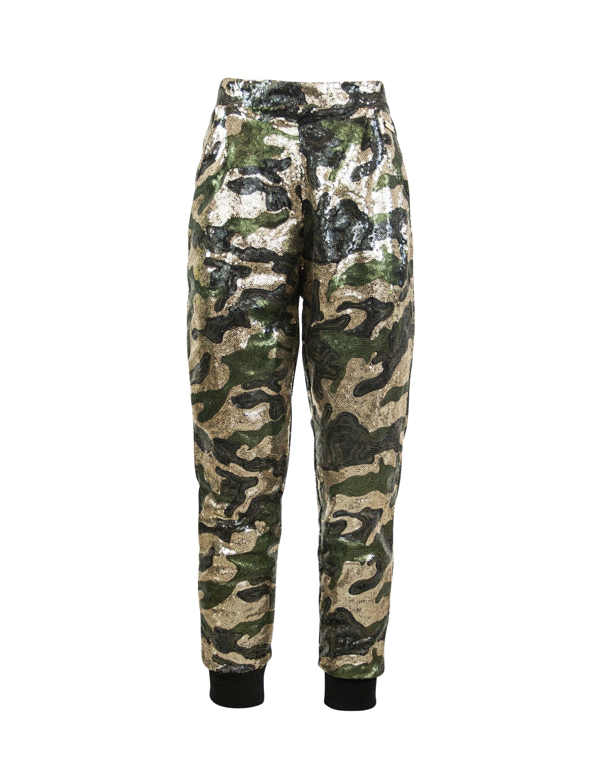 Kendall + Kylie Synthetic Pantaloni Militari In Paillettes Kendall + Kylie  | Lyst
