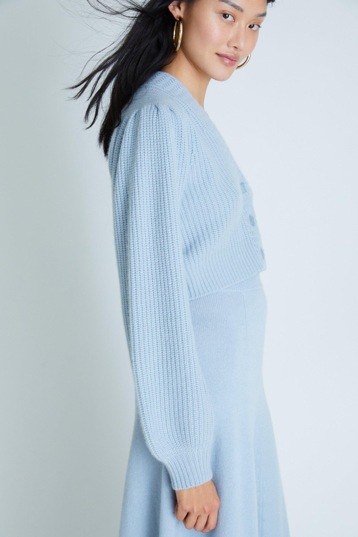 LoveShackFancy Avignon Cashmere Cardigan in Periwinkle Blue (Blue) - Lyst