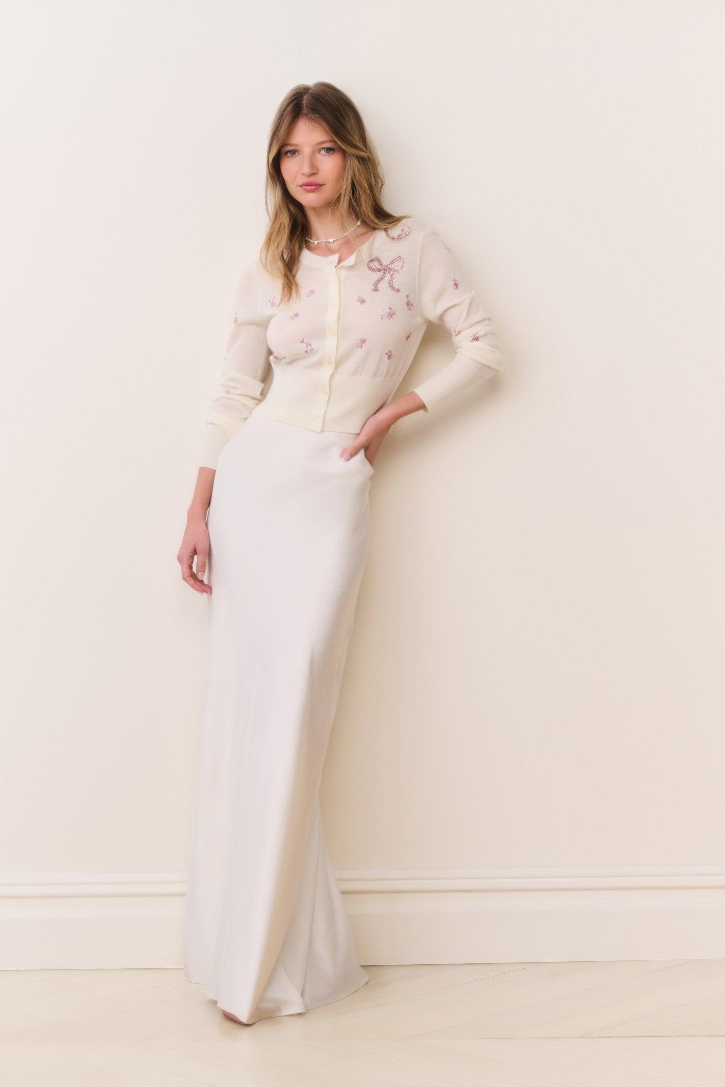 chinese dress ladies Maurine Satin Maxi Skirt Ivory / XXL main image 1