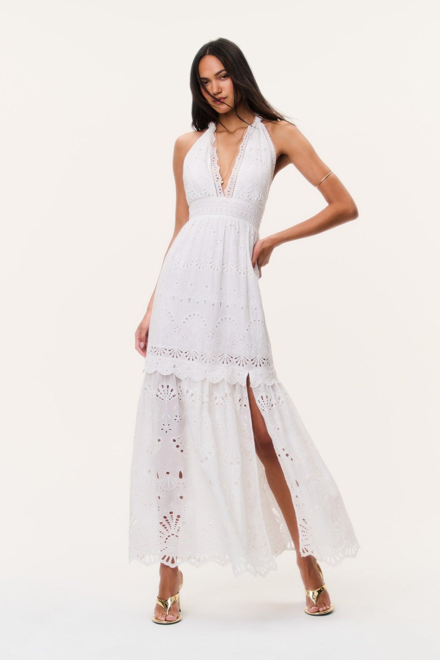 pink maxi dress halter Summer Strolls Halter Neck Tie Midi Dress main image 0
