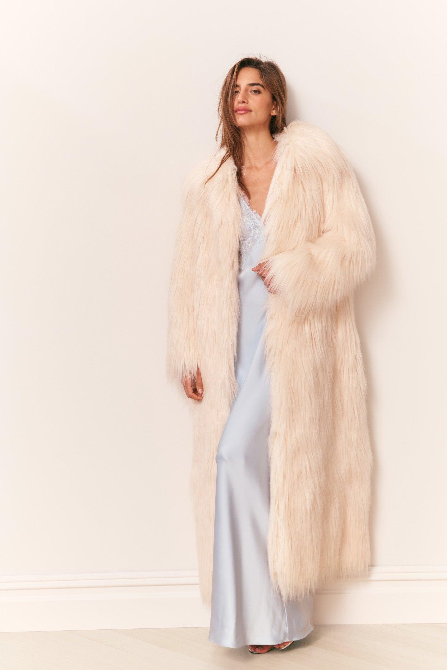 LoveShackFancy Valia Long Faux Fur Coat For in Pink | Lyst