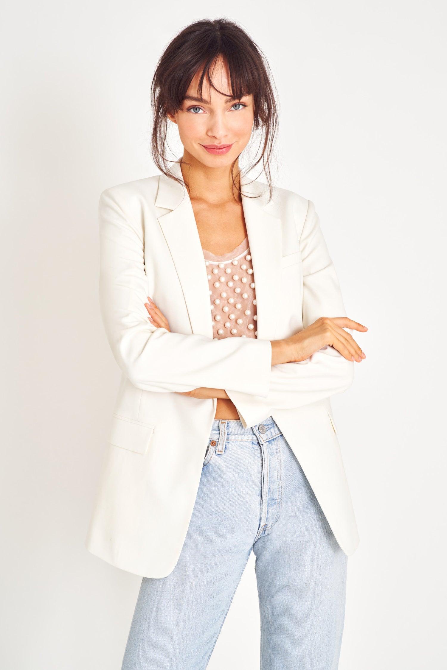 LoveShackFancy Loxley Blazer in White | Lyst