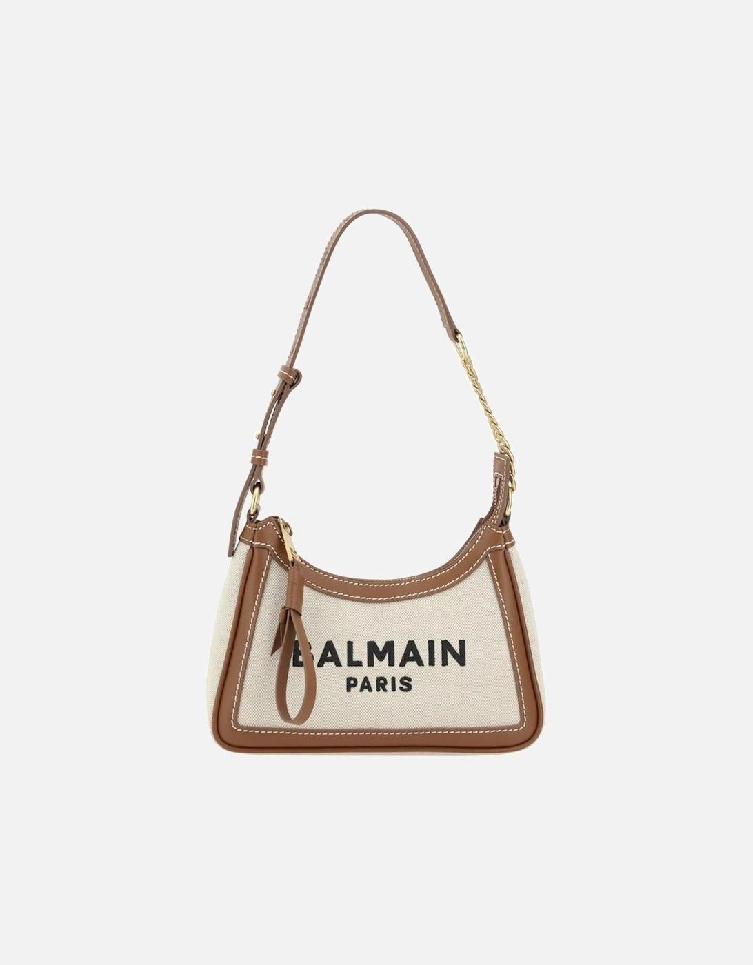 Balmain B-Army Cotton Shoulder Bag With Leather Details in White