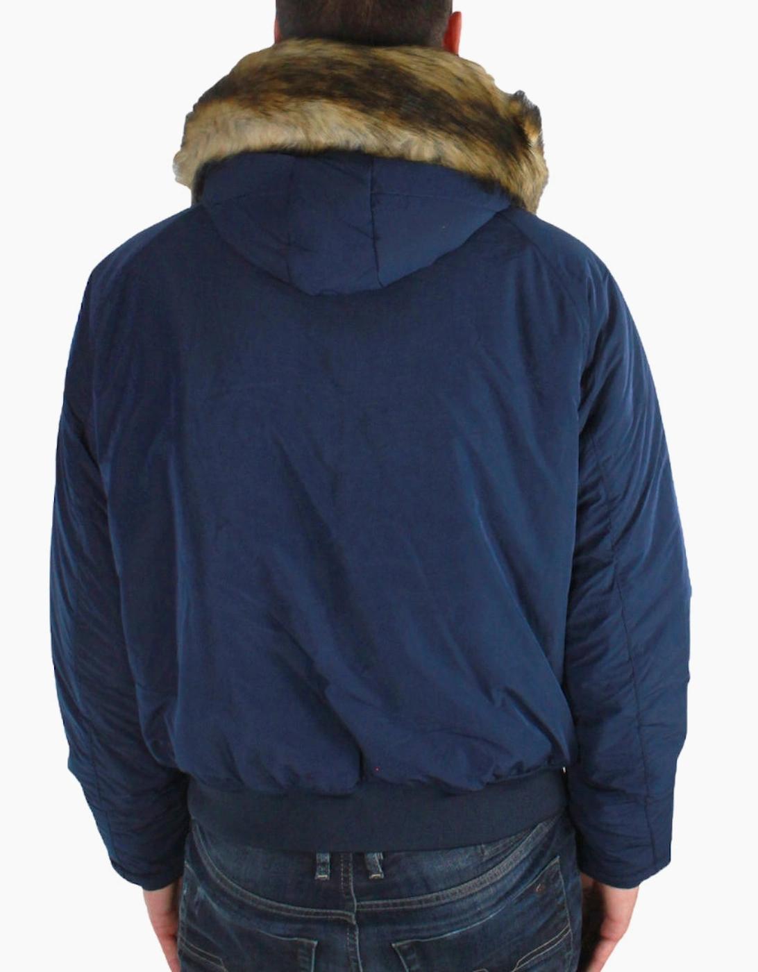 Armani Jeans Fur Trimmed Hood Jacket in Blue for Men | Lyst UK