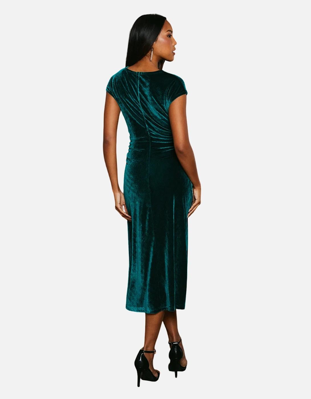 green emerald velvet dress Principles Womens/Ladies Ponte Waist Tie Midi Dress (10 US) (Emerald) at  Amazon Women's Clothing store