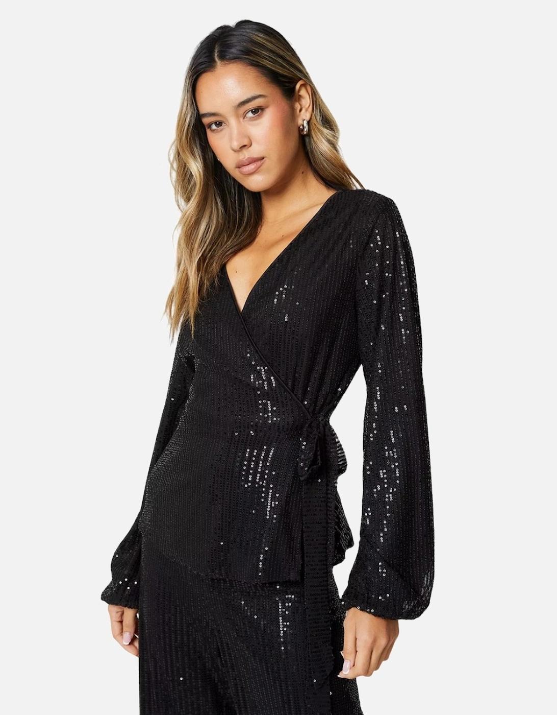 Sequin Wrap Top Sparkly Tops Boohoo Sequin Wrap Top Plus Size