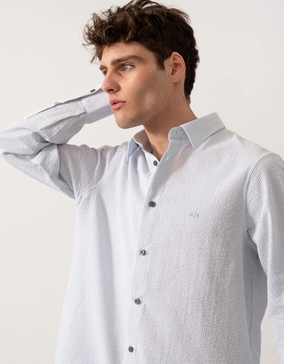 ARMANI EXCHANGE Regular Fit Seersucker Shirt in Grey for Men Lyst UK