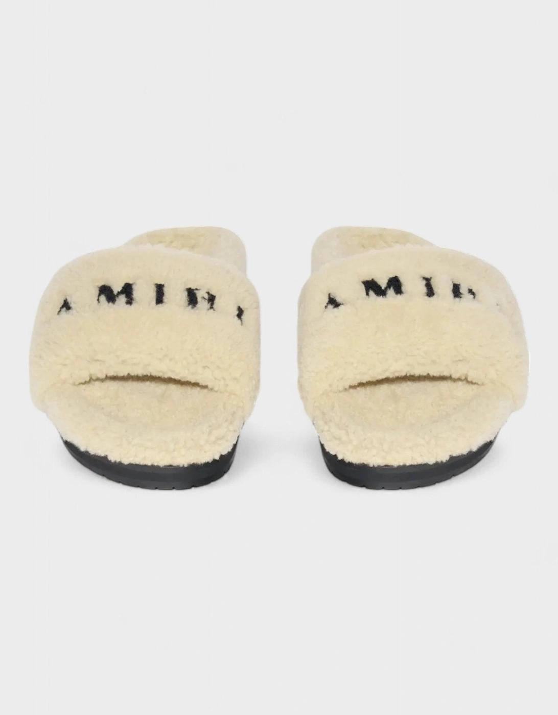 Amiri Shearling Fur Logo Slippers in White for Men Lyst UK
