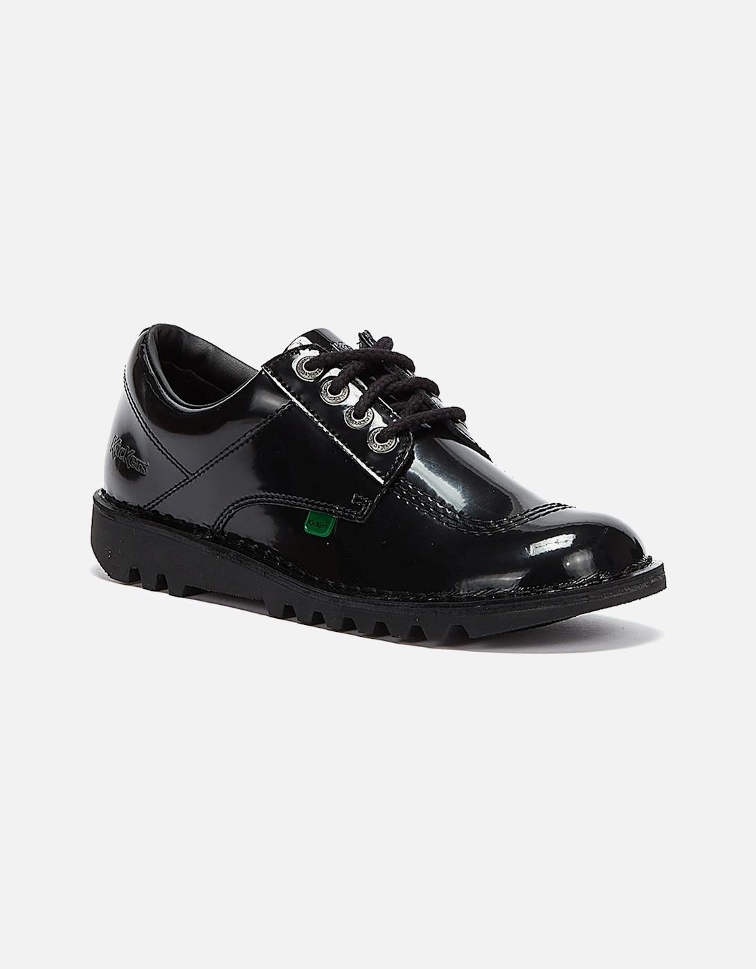 Kickers Women's Kick Lo Leather School Shoes - Black Lace-Up Comfort