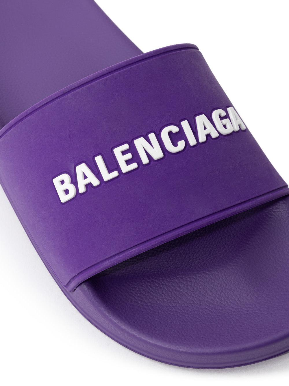 BALENCIAGA Rubber Logo Slide サンダル 42 Balenciaga Logo Pool Slide in Black & Red | FWRD