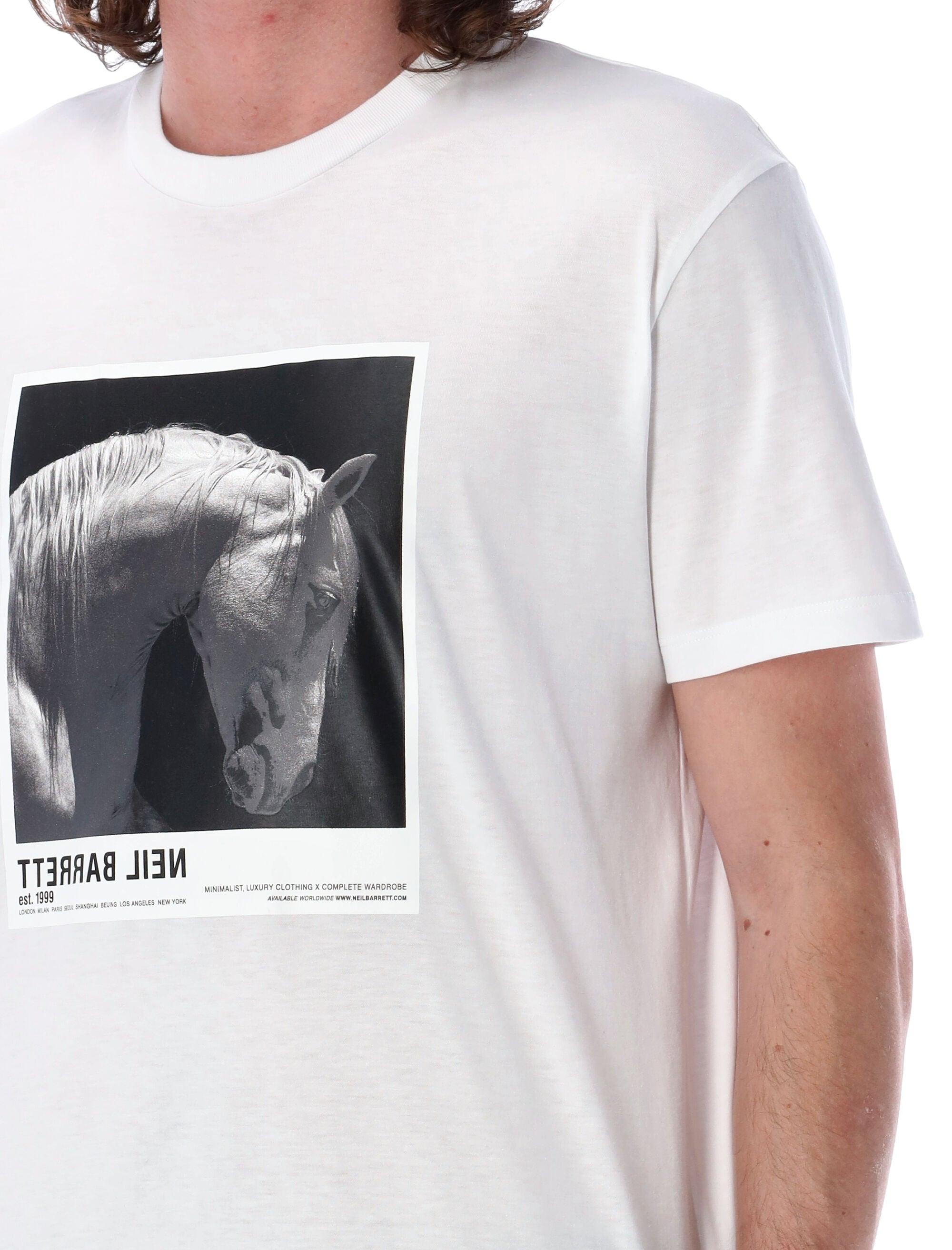 Neil Barrett Slim Horse E T-shirt in White for Men | Lyst
