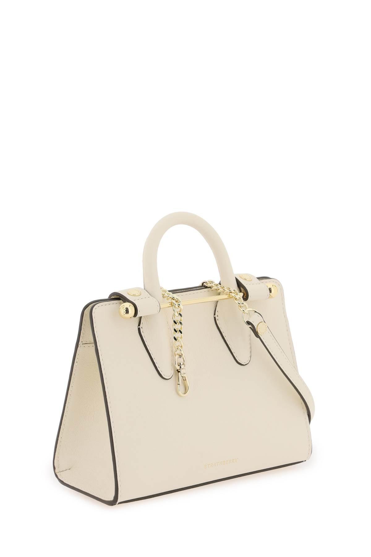 The Strathberry Midi Tote - Top Handle Leather Tote Bag - Natural