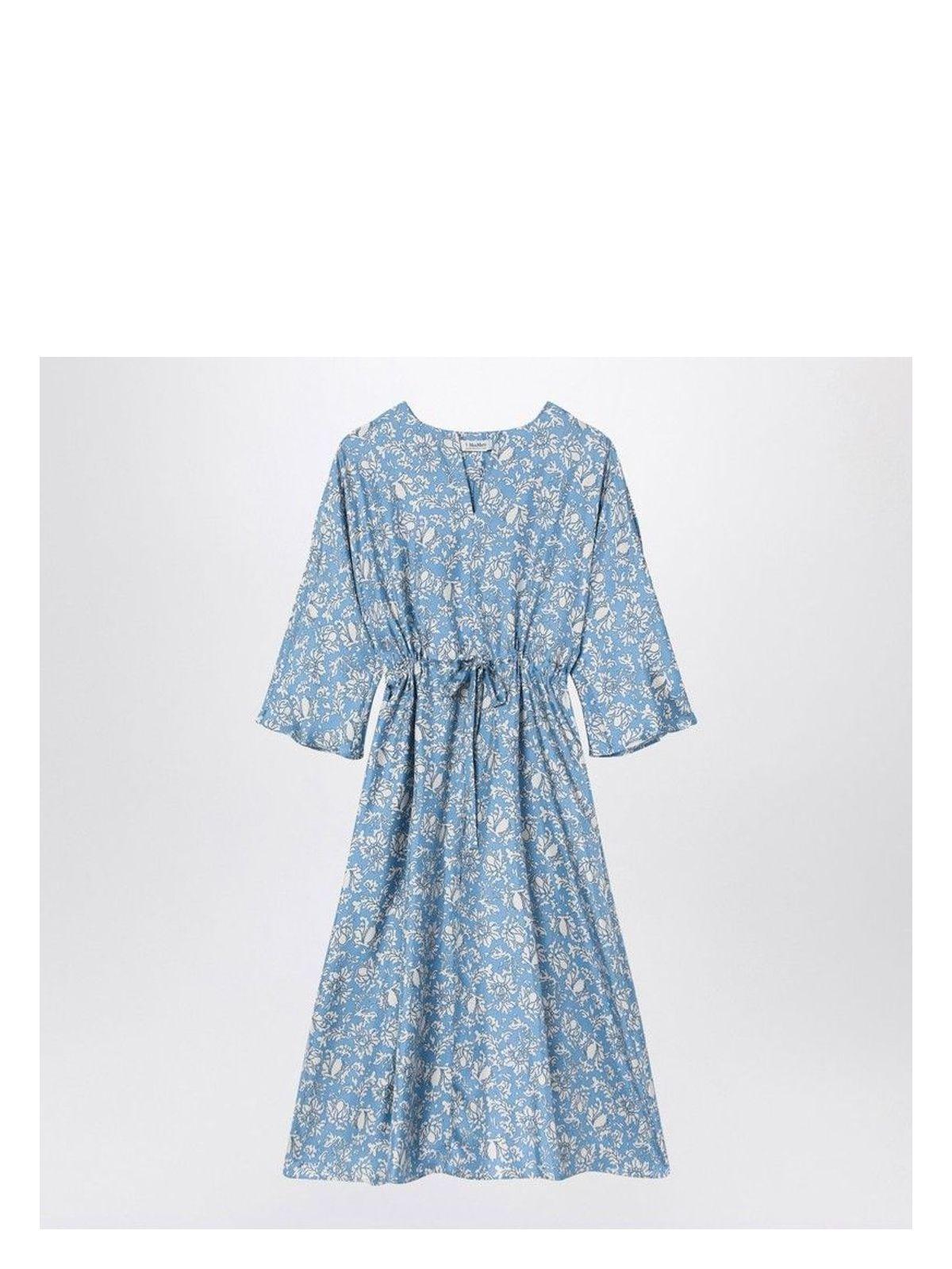 ワンピースその他 S Max Mara Light blue midi silk dress with floral print Max Mara Midi Silk Dress With Floral Print in Blue | Lyst