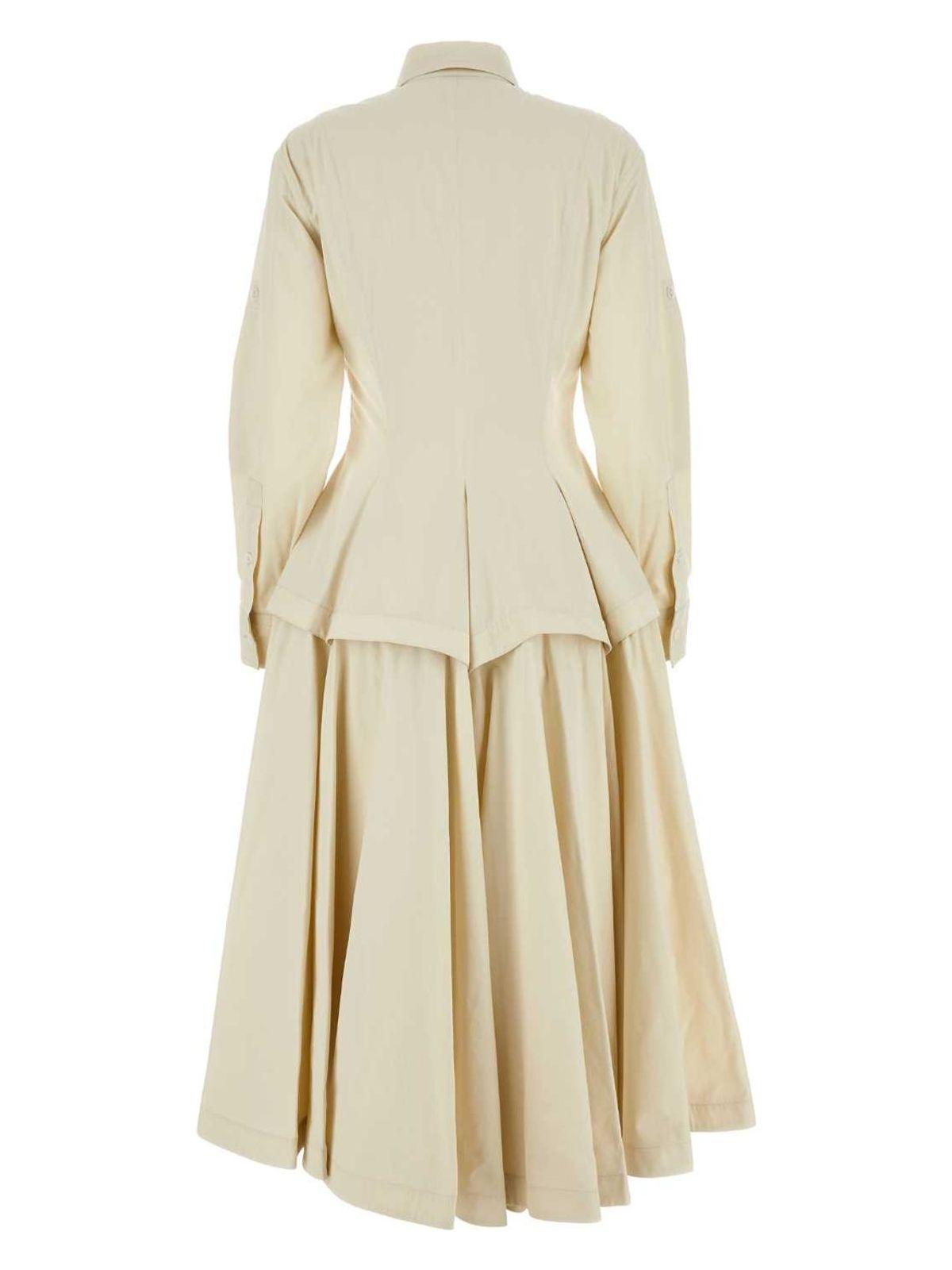 ワンピース BOTTEGA VENETA Sand cotton blend shirt dress Bottega Veneta Sand Cotton Blend Shirt Dress in Natural | Lyst