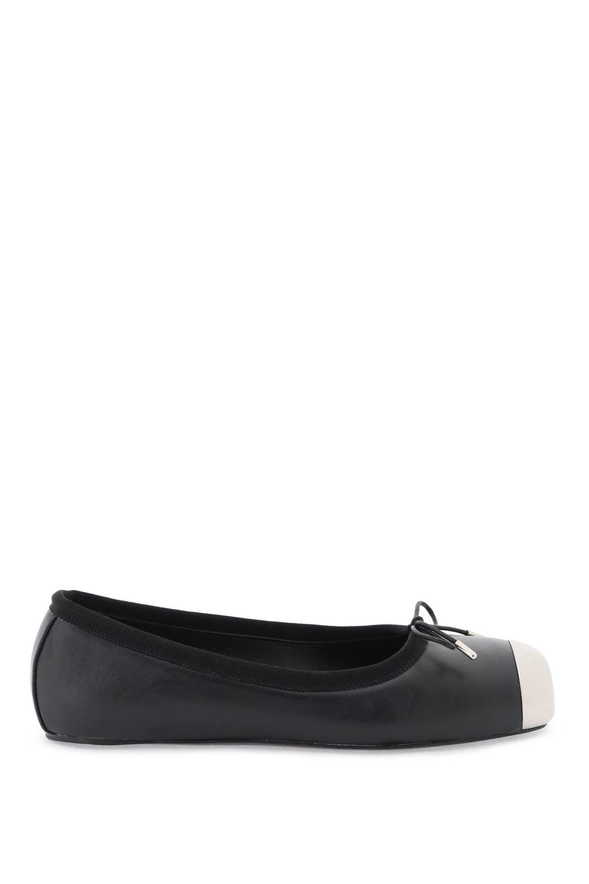 Alexander McQueen Nappa Leather Ballet Flats With Metallic Toe in Black