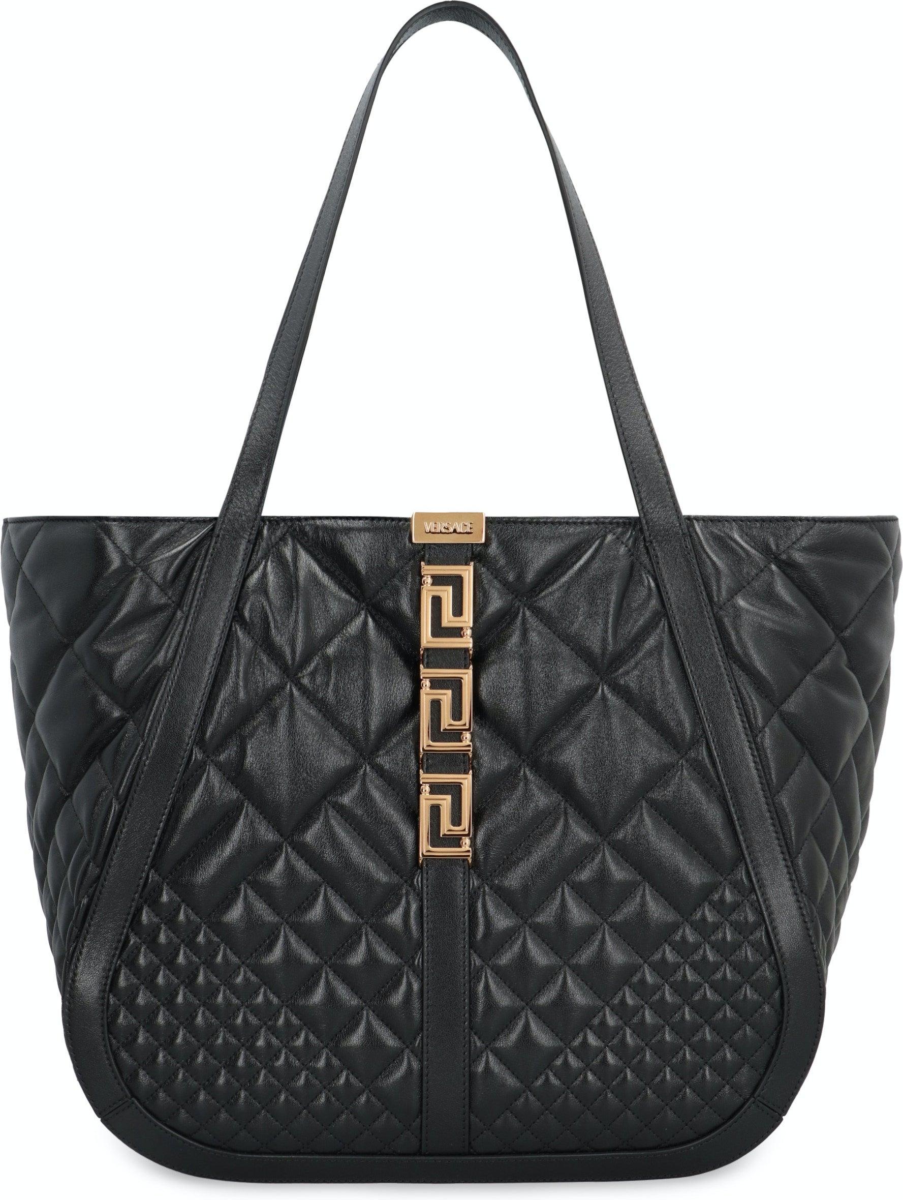 VERSACE Greca Goddess large embellished quilted leather tote