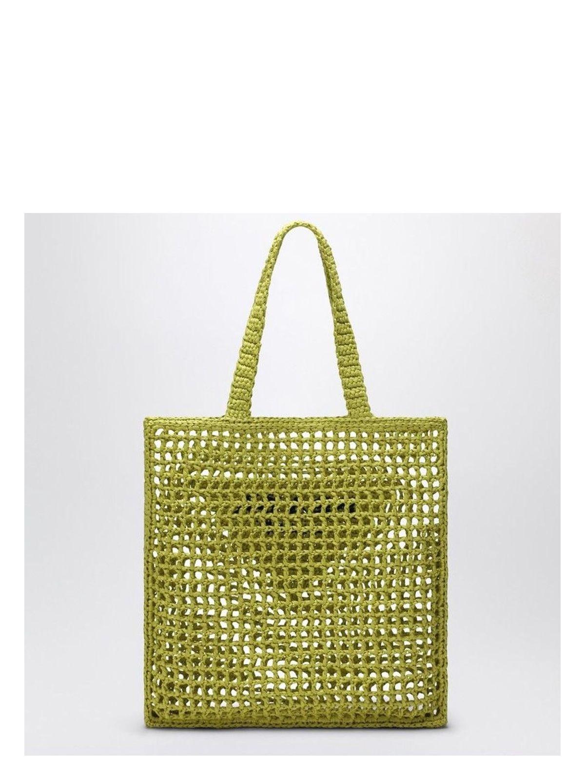 トートバッグ Prada Cedar-coloured crochet tote bag with logo prada-Yellow-Cedar-Colored-