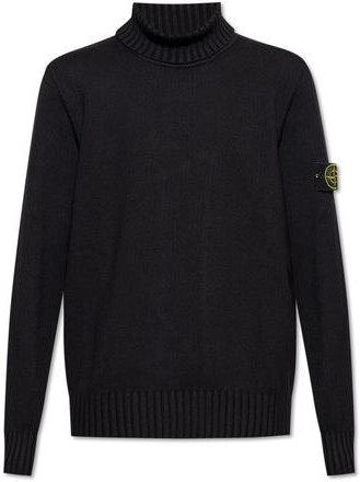 Stone Island Logo Patch High Neck Jumper Sweater in Blue for Men Lyst UK