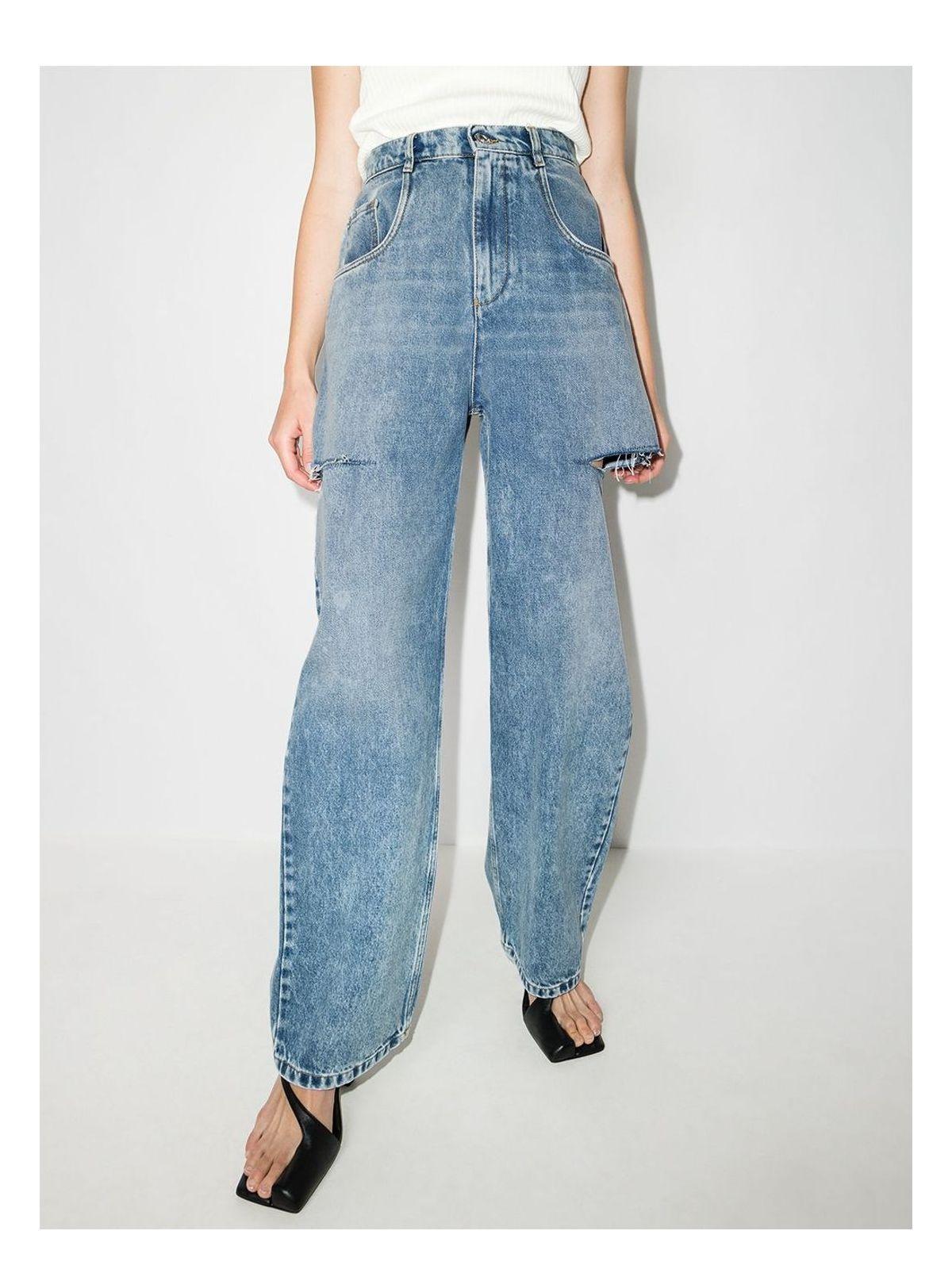 Maison Margiela Cut-Out Denim Jeans in Blue | Lyst
